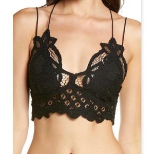 Free People Black Adella Lace Bralette